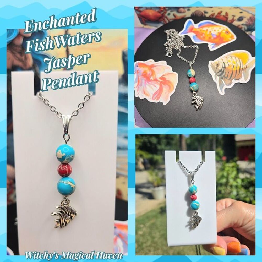 Enchanted Fish Waters Jasper Gemstone Pendant